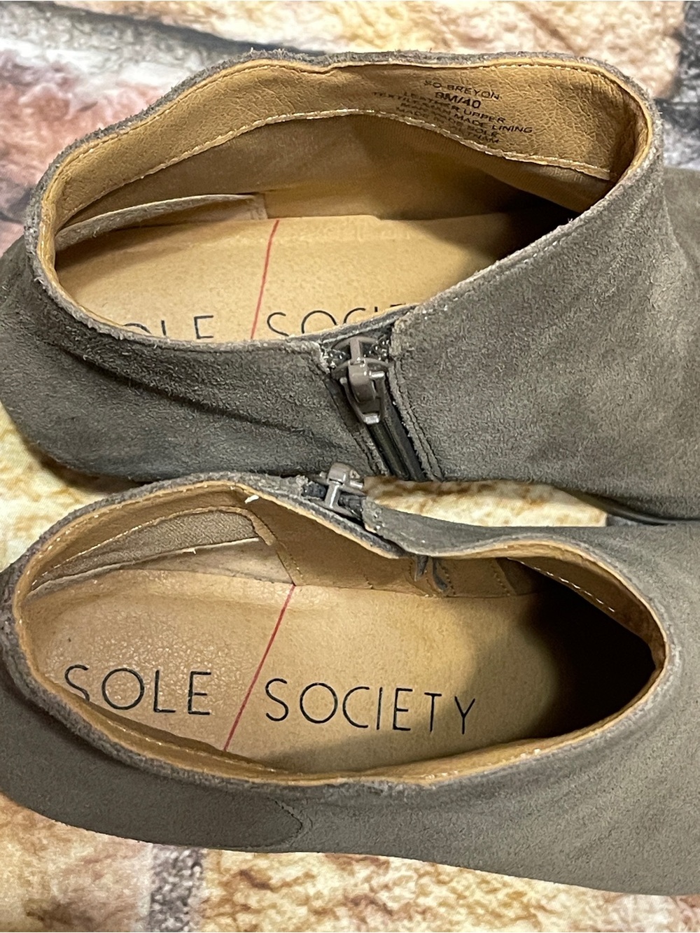 Sole Society So-Breyon Women Suede Ankle Boots Taupe Size 9 Western Office Ranch - Picture 7 of 10